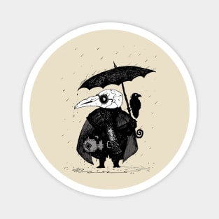 Plague Doctor & Crow in the Rain Magnet